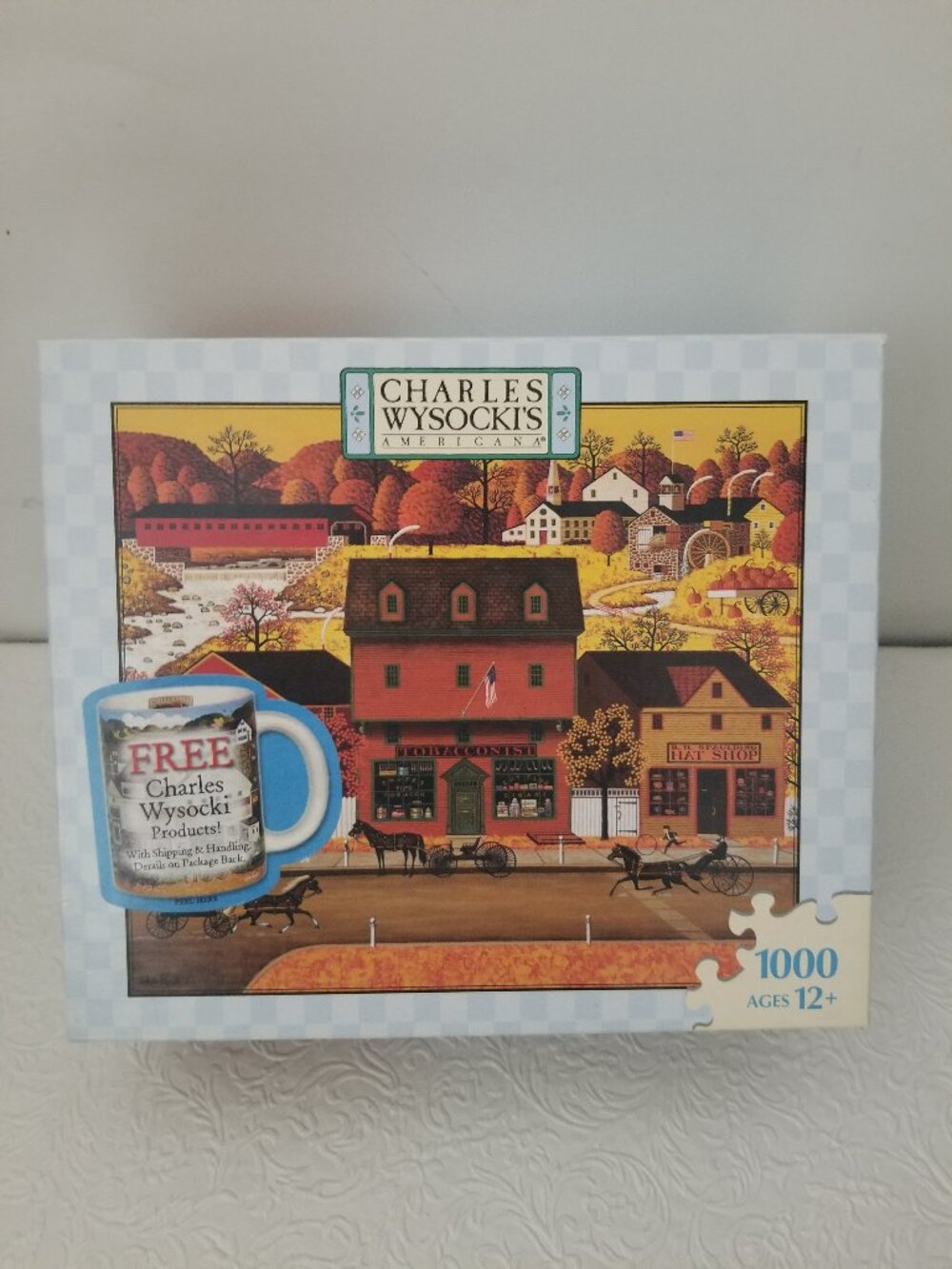 Vtg Charles Wysocki's Americana 1000 Pc Puzzle Candlemaker Tobacconist, Hat Shop